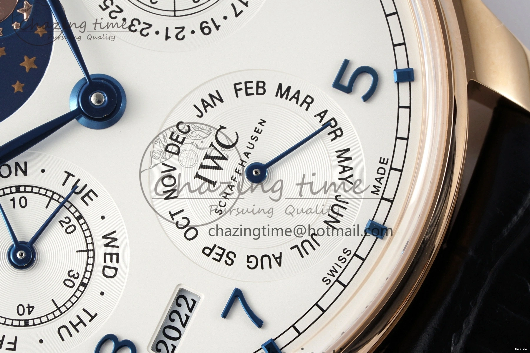 MIROTIME 1222 Portugieser Perpetual Calendar RG 5033 APSF 1:1 Best Edition White Dial on Black Leather Strap A52610 Clone TechFriendly 7043